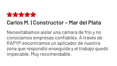 Reseña de Carlos M., constructor de Mar del Plata, sobre el aislamiento de una cámara de frío.