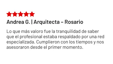 Reseña de Andrea G., arquitecta de Rosario, sobre el asesoramiento y respaldo de RAPYP.