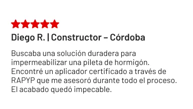 Reseña de Diego R., constructor de Córdoba, sobre la impermeabilización de una pileta de hormigón.